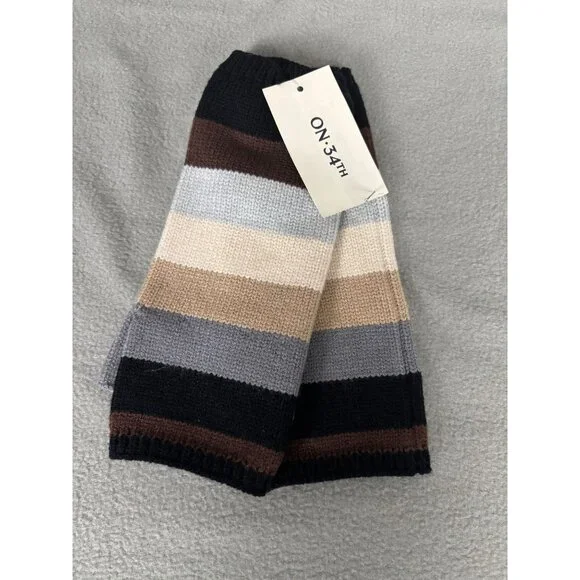 On 34th Women's Colorblocked Brown Fingerless Gloves One Size New WIth Tag's - Picture 3 of 7